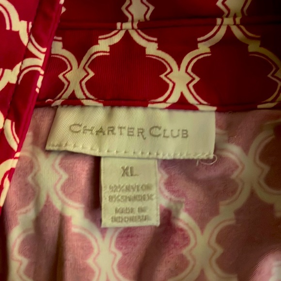 Euc midi pink charter club stretchy dress with belt.  Button detail. - Picture 3 of 5